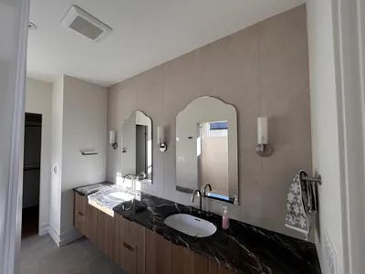 Full-Height Large Format Tile Vanity Wall
