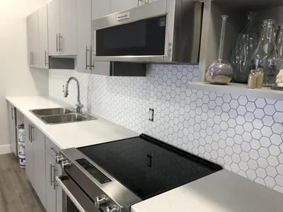 Light Hexagon Tile Backsplash 3