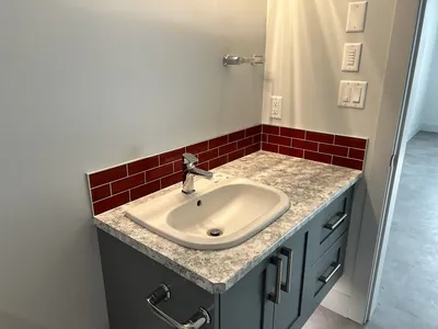 Red Tile Vanity Splash