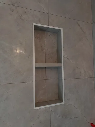 Custom Corner Shower w/ Niche Detail 2