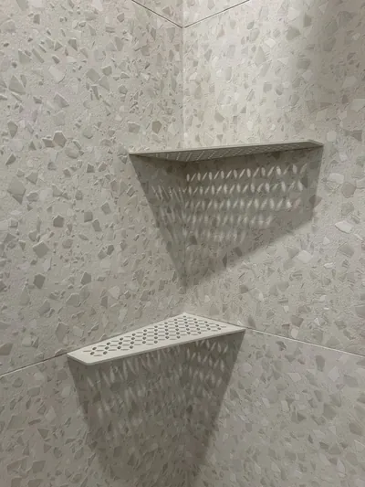 Custom Curbless Large Format Shower w/ Shelf Detail 2