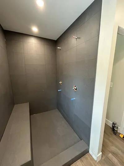 Custom Grey Dual Shower w/ Bench Detail 2