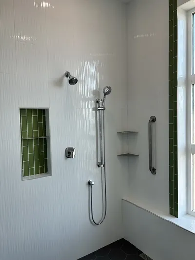 Custom Shower w/ Green Accent Tile 3