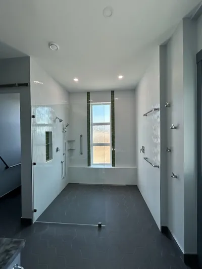 Custom Shower w/ Green Accent Tile 4