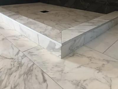 Custom Shower w/ Herringbone Walls 1