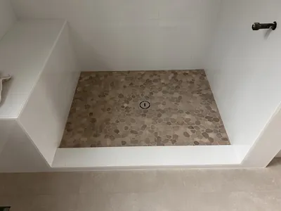 Custom Tile Shower/Tub Surround w/ Pebble Floor 2