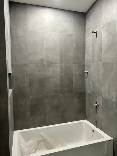 Cementitious Grey Shower/Tub Wall Tile 2