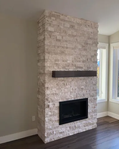 Floor to Ceiling Stone Fireplace Install 3