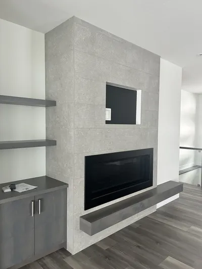 Large Format Ripple Tile Fireplace 3