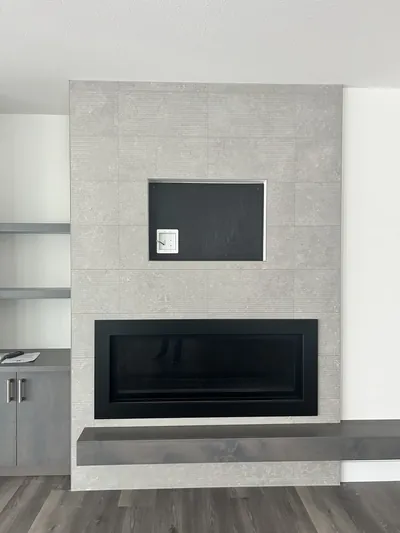 Large Format Ripple Tile Fireplace 4