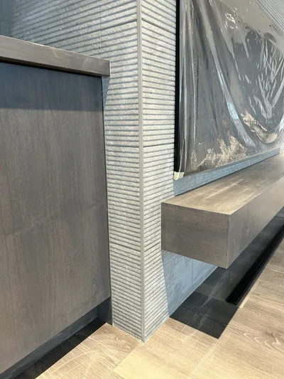 Large Format Ripple Tile Fireplace 5