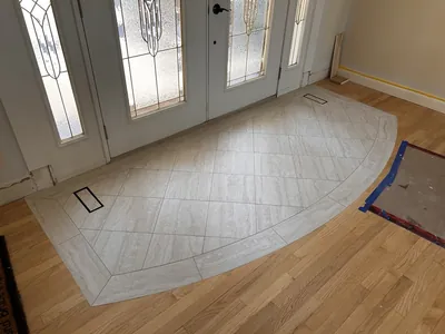 Custom Curved Border Diamond Pattern Front Entrance Tile 1