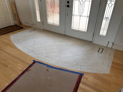 Custom Curved Border Diamond Pattern Front Entrance Tile 2