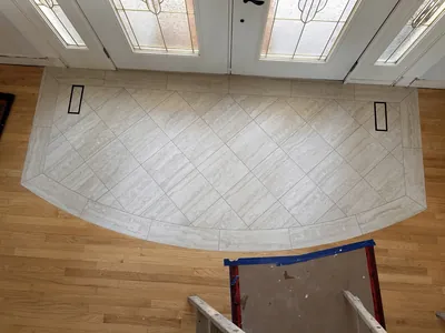 Custom Curved Border Diamond Pattern Front Entrance Tile 3