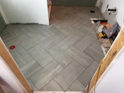 Herringbone Floor Tile Installation 2