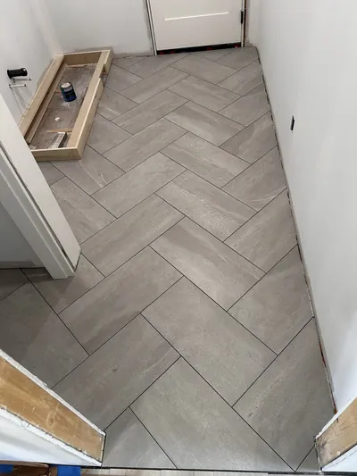 Herringbone Floor Tile Installation 3