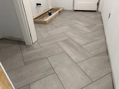 Herringbone Floor Tile Installation 4