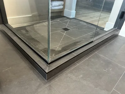 Black custom tile shower