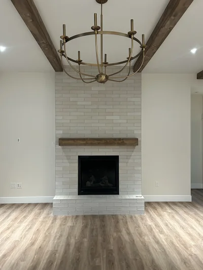 Tiled fireplace surround