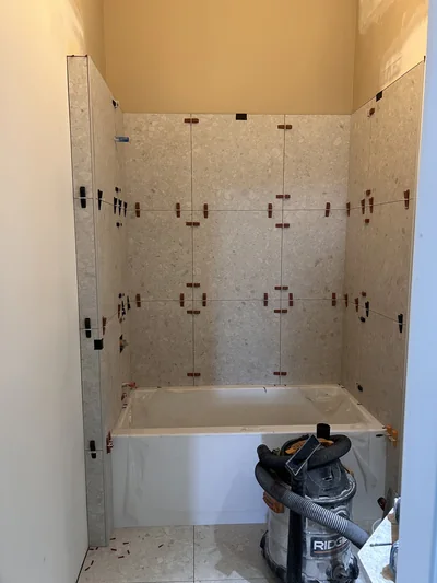 Finished UberTile tub surround
